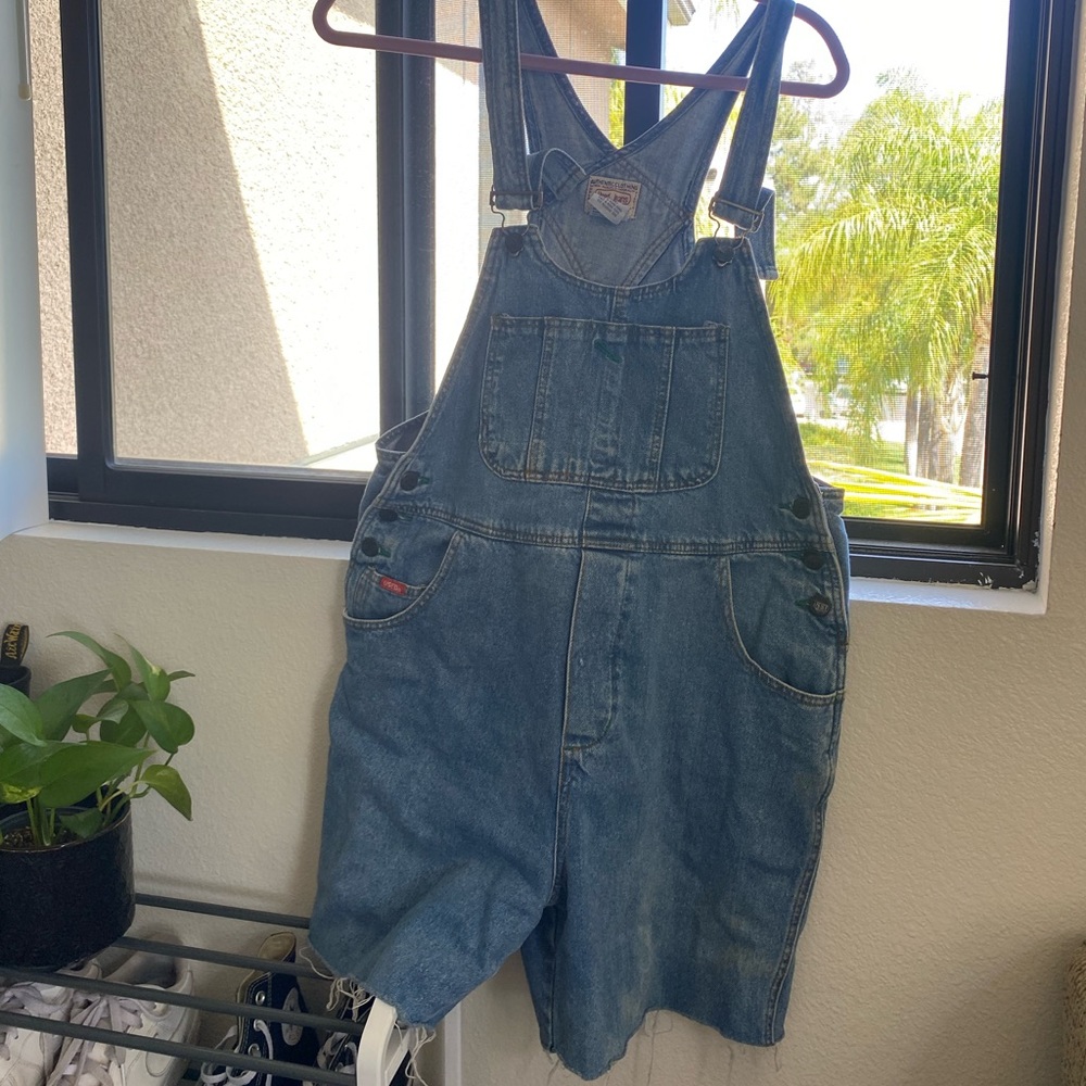 vintage denim short overalls